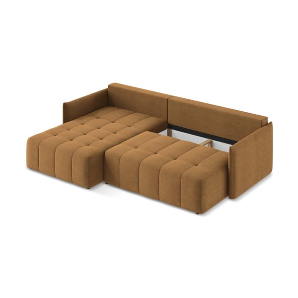 Rozkładany/ze schowkiem narożnik (lewostronny/z szezlongiem) w kolorze terakoty Moku – Makamii-image-3