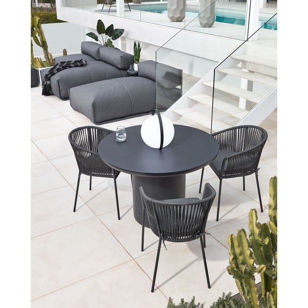 Czarne metalowe/tapicerowane krzesło ogrodowe Yanet – Kave Home-image-4