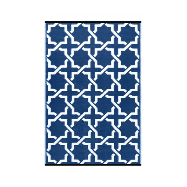 Niebiesko-biały dwustronny dywan zewnętrzny Green Decore Kula, 90x150 cm