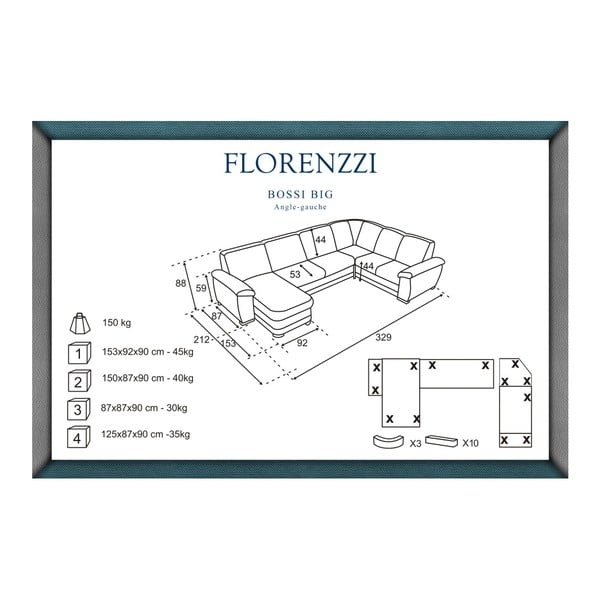 Brązowy narożnik lewostronny Florenzzi Bossi Big-image-1