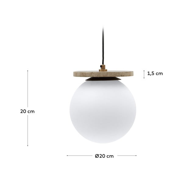 Biała lampa wisząca ze szklanym kloszem ø 20 cm Malachi – Kave Home-image-4