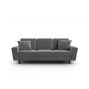 Jasnoszara aksamitna rozkładana sofa ze schowkiem 235 cm Kyoto – Cosmopolitan Design