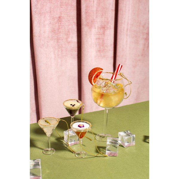 Szklane ozdoby świąteczne zestaw 3 szt. 15,5 cm Martini Cocktail – Sass & Belle-image-1