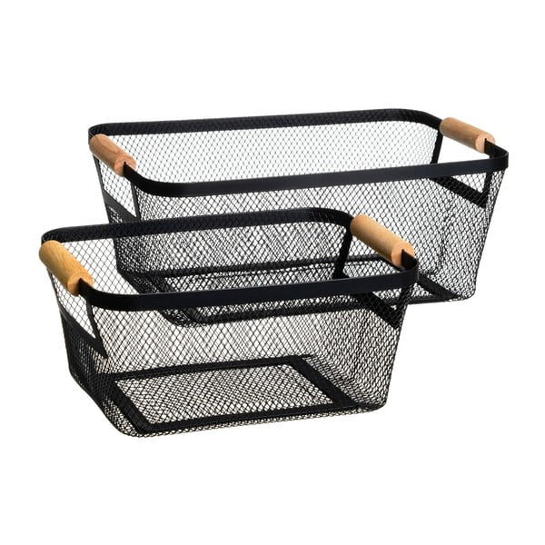 Metalowe koszyki druciane zestaw 2 szt. 33x21x14 cm – Casa Selección