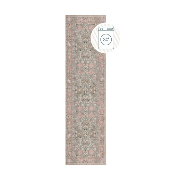 Jasnozielony chodnik odpowiedni do prania 60x230 cm Una Floral – Flair Rugs