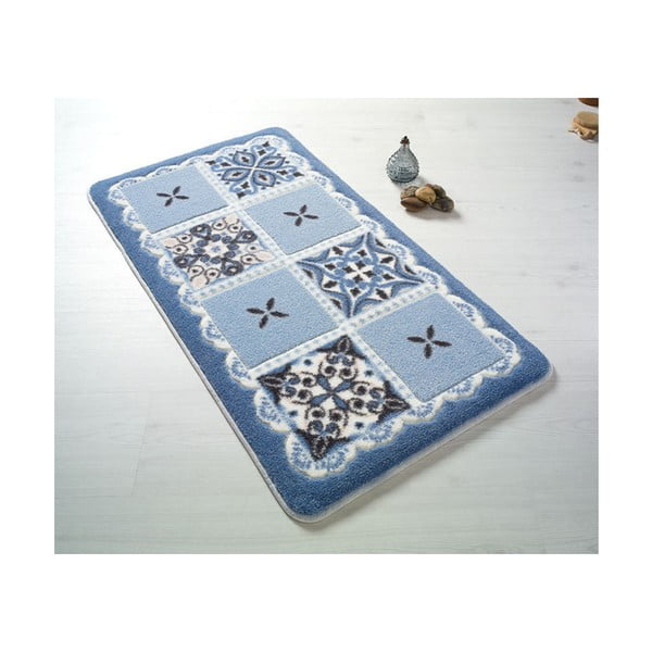 Niebieski dywanik łazienkowy z motywem rozgwiazdy Confetti Ceramic, 570x100 cm