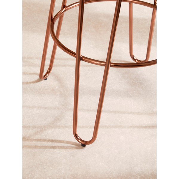 Hoker z litego drewna wiązu w naturalnym kolorze/w kolorze różowego złota (wysokość siedziska 75 cm) District – Premier Housewares-image-4