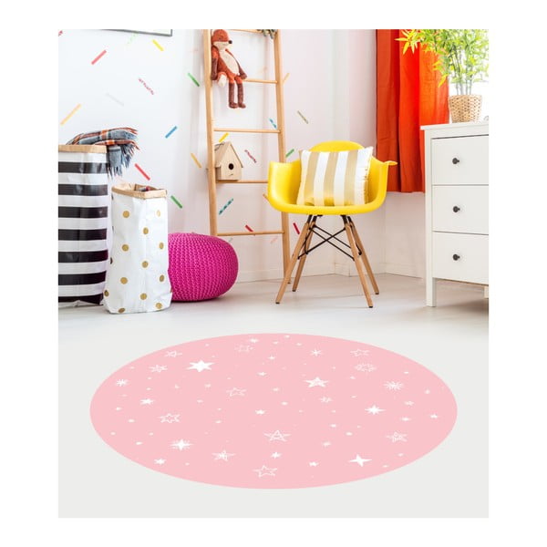 Różowy dywan dziecięcy Floorart Stars, ⌀ 150 cm