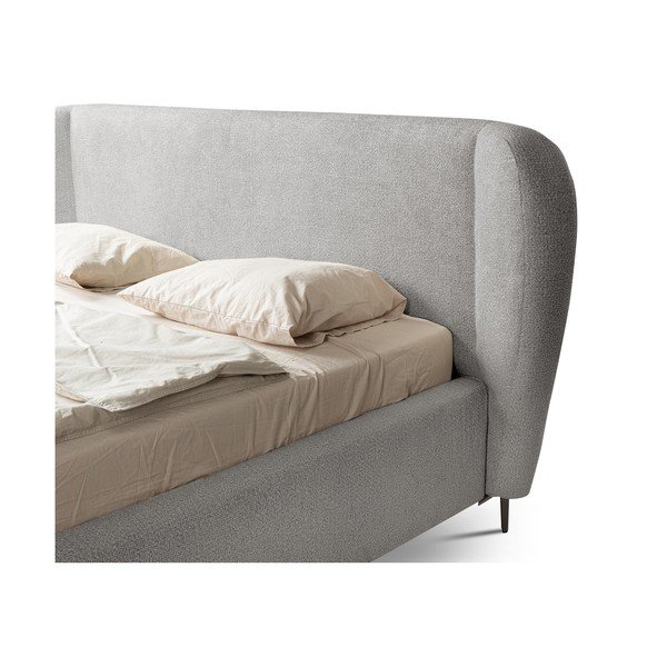 Jasnoszare tapicerowane łóżko dwuosobowe ze stelażem 140x200 cm Makana – Makamii-image-4