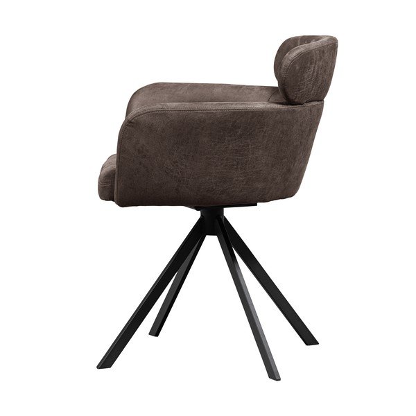 Ciemnobrązowy tapicerowany fotel jadalniany z podłokietnikami Fenne – WOOOD-image-3