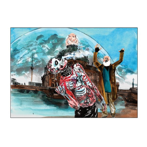 Plakat autorski Toy Box "Bóg stoi na moście, śmieje się i widzi jeszcze więcej cieni", 60x43 cm