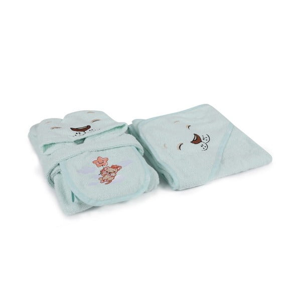 Miętowy bawełniany szlafrok dziecięcy w rozmiarze 1-2 lata Aslan – Foutastic