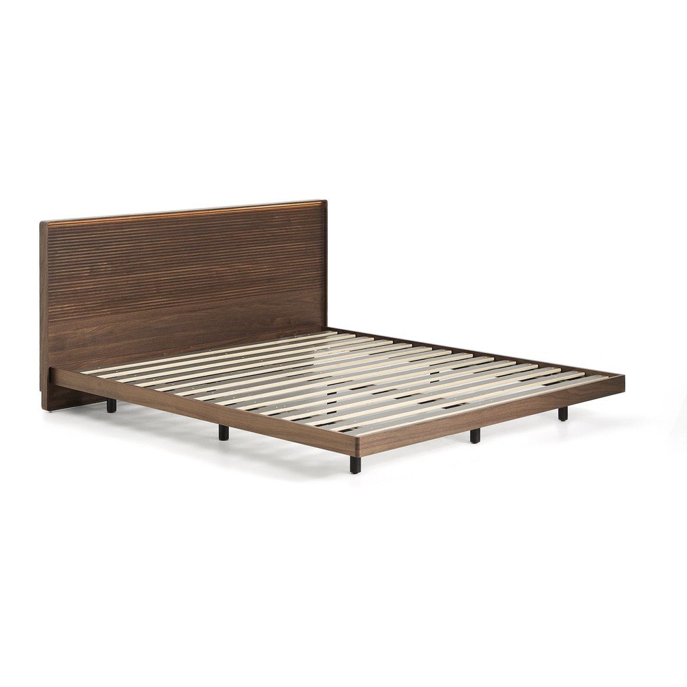Brązowe łóżko dwuosobowe z litego drewna brzozowego ze stelażem 180x200 cm Norlen – Kave Home