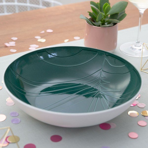 Biało-zielona porcelanowa miska do serwowania Villeroy & Boch Leaf, ⌀ 26 cm-image-1