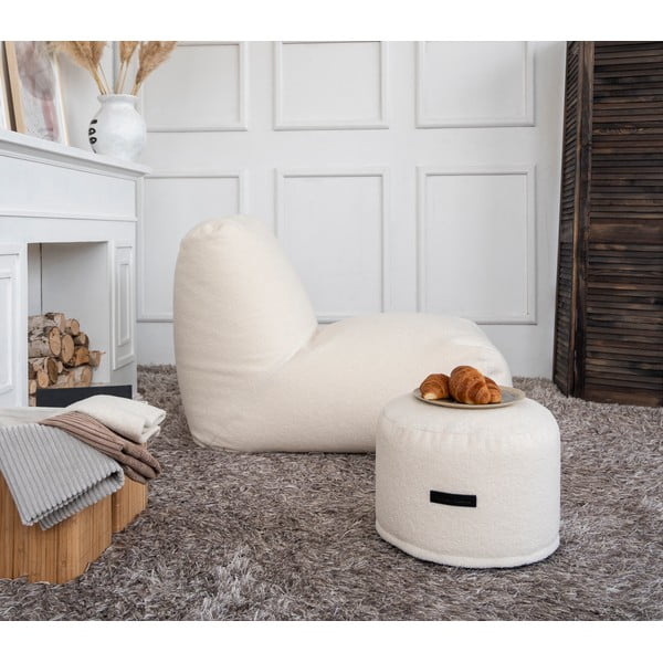 Jasnoszary worek do siedzenia z materiału bouclé Mini – SLOWDOWN-image-4