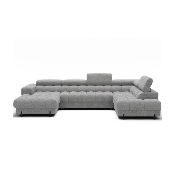 Szary rozkładany narożnik z materiału bouclé (prawostronny/w kształcie litery U) Feraria – ELTAP