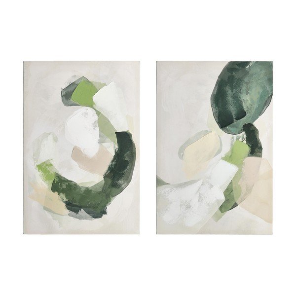 Obrazy zestaw 2 szt. z ręcznie malowanymi elementami z ramą w zestawie/na płótnie 60x90 cm Crown – Bizzotto
