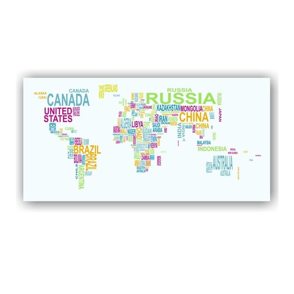 Ścienna mapa świata na płótnie Tomasucci Text World, 80x160 cm