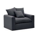 Antracytowy lniany fotel Nora – Kave Home