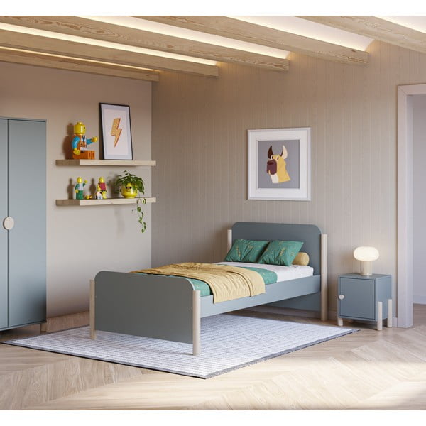 Szarozielona dziecięca szafka nocna z litego drewna sosnowego Enola – Marckeric-image-1