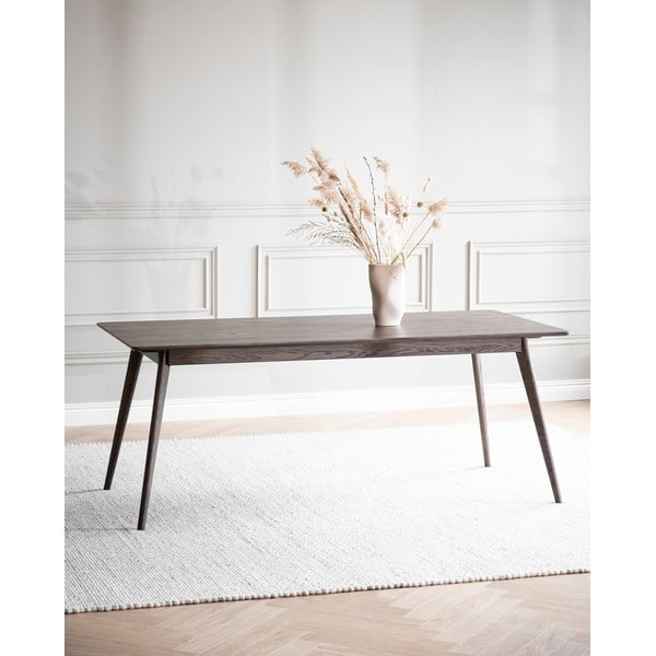 Ciemnobrązowy rozkładany stół w dekorze dębu 90x190 cm Yumi – Rowico-image-2