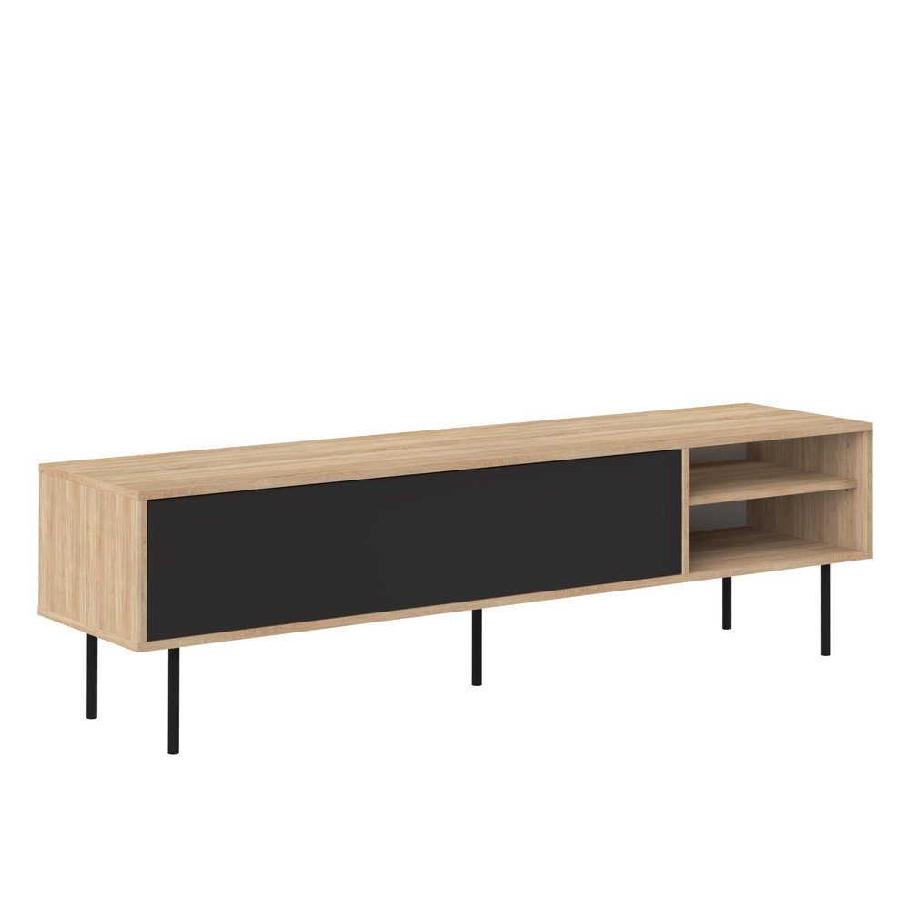 Czarna szafka pod TV w dekorze dębu 165x40 cm Ampère – TemaHome (zdjęcie 4)