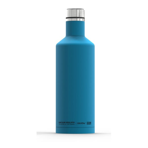 Niebieska butelka termiczna Asobu Times Square Travel Bottle, 440 ml