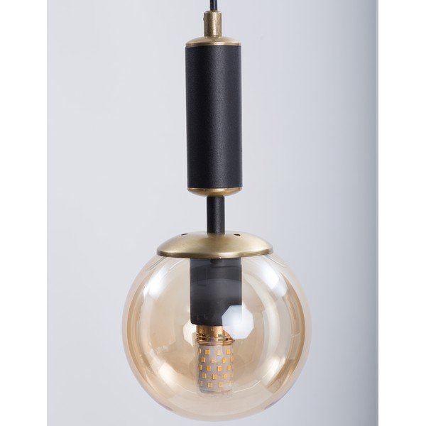 Żółto-czarna lampa wisząca ze szklanym kloszem ø 15 cm Hector – Squid Lighting-image-1