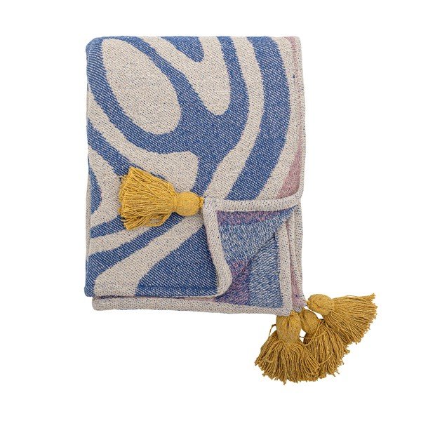 Niebieski koc z mieszanki bawełny 130x160 cm Arlie – Bloomingville
