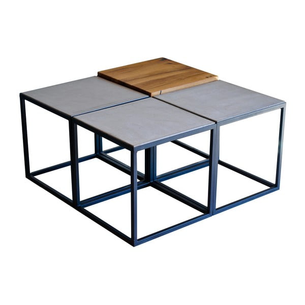 Stolik z blatem z drewna dębowego z recyklingu i betonu FLAME furniture Inc. Module