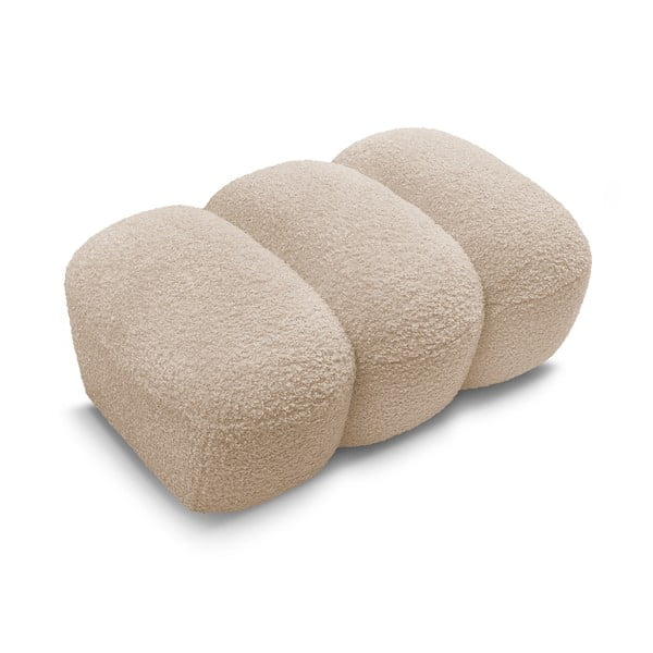 Beżowy podnóżek z materiału bouclé Hippolyte – Bobochic Paris-image-4