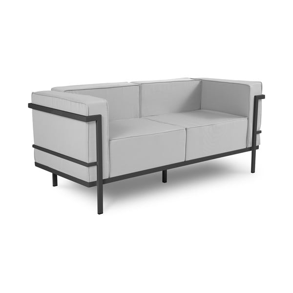 Szara 2-osobowa sofa ogrodowa w czarnej ramie Calme Jardin Cannes-image-2