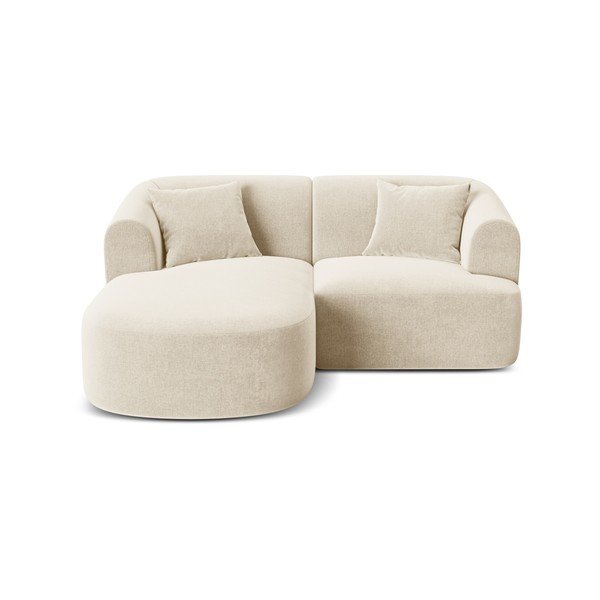 Beżowy aksamitny narożnik (lewostronny/z szezlongiem) Campi – Cosmopolitan Design