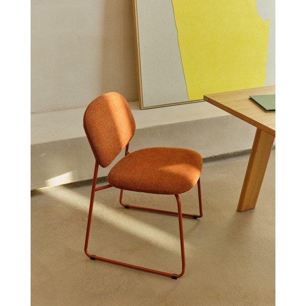 Metalowe krzesło sztaplowane w kolorze terakoty Meli – Kave Home-image-1
