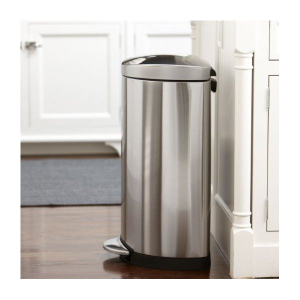 Kosz z pedałem Simple 40 l, matowa stal-image-1