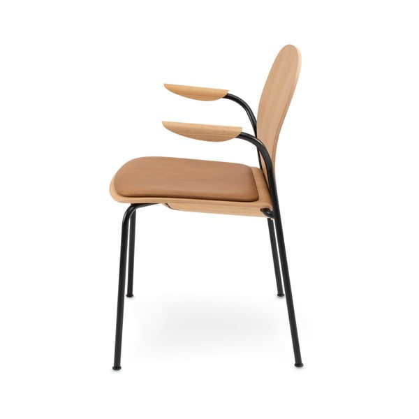 Koniakowe/w naturalnym kolorze krzesła zestaw z podłokietnikami/sztaplowane 2 szt. w dekorze dębu Book – Gazzda-image-2