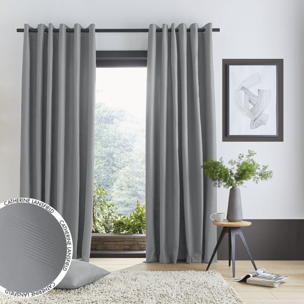 Szare zasłony zestaw 2 szt. 229x168 cm Pinsonic – Catherine Lansfield-image-4