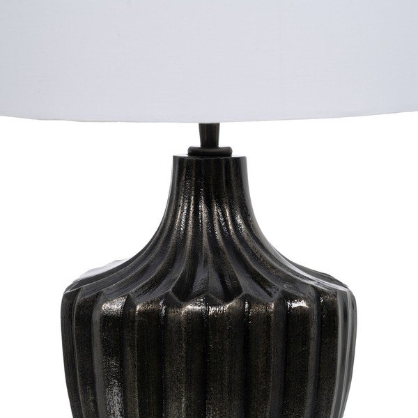 Czarno-biała lampa stołowa z tekstylnym kloszem (wysokość 52,5 cm) – Ixia-image-2