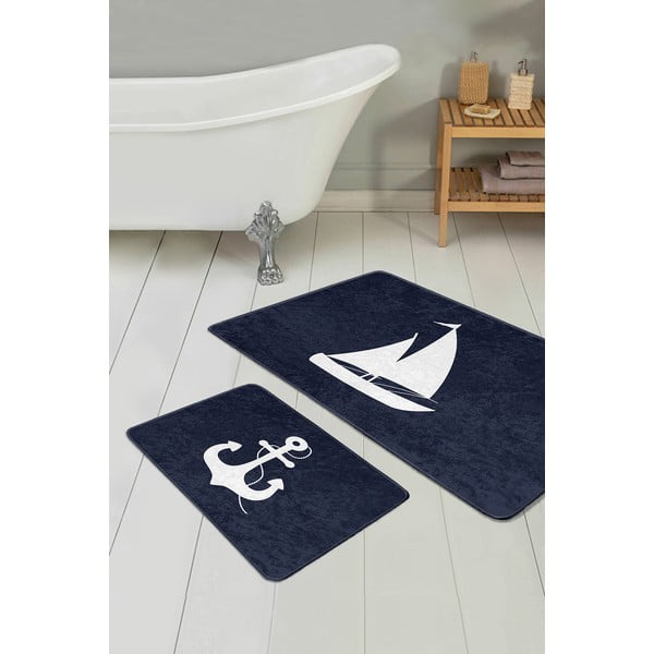 Ciemnoniebieskie dywaniki łazienkowe zestaw 2 szt. 60x100 cm – Mila Home-image-2