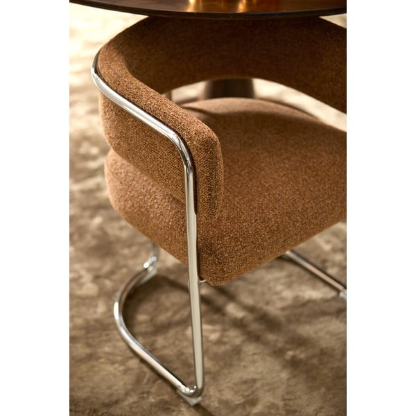 Brązowy metalowy fotel jadalniany z podłokietnikami Adante – Light & Living-image-1