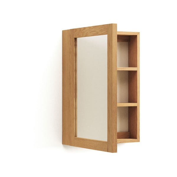 Wisząca szafka łazienkowa z litego drewna tekowego z lustrem 50x70 cm Plubia – Kave Home-image-2