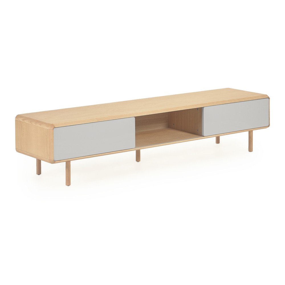 Szaro-naturalna szafka pod TV w dekorze jesionu 180x41x42 cm Anielle – Kave Home