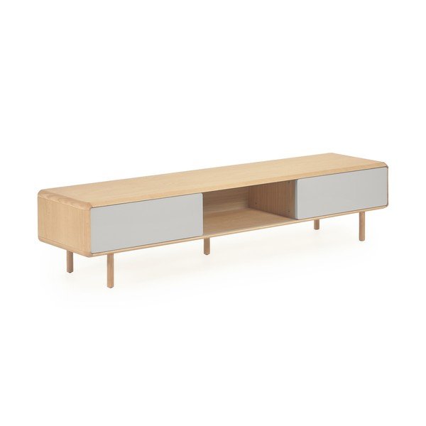 Szaro-naturalna szafka pod TV w dekorze jesionu 180x41x42 cm Anielle – Kave Home