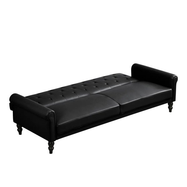 Czarna częściowo rozkładana/rozkładana sofa z imitacji skóry 222 cm Tyne – Støraa-image-4