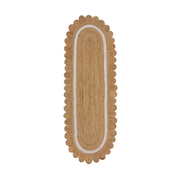 Chodnik z juty tkany ręcznie w naturalnym kolorze/w kolorze kości słoniowej 80x230 cm Grace White – Flair Rugs