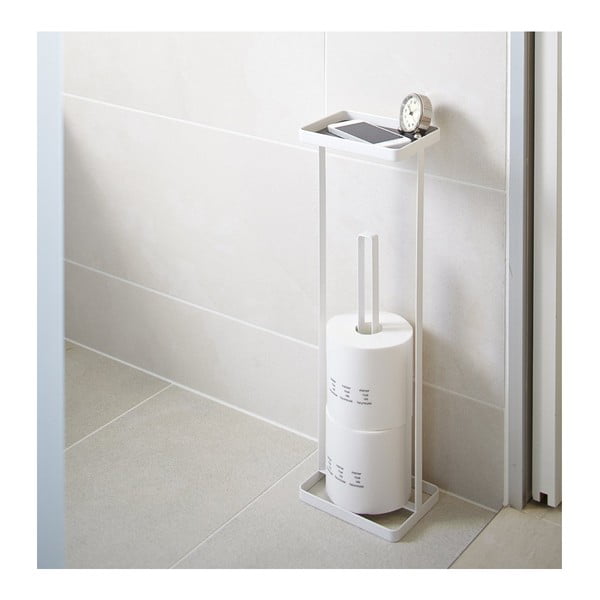 Biały stojak na papier toaletowy z półeczką YAMAZAKI Tower-image-1