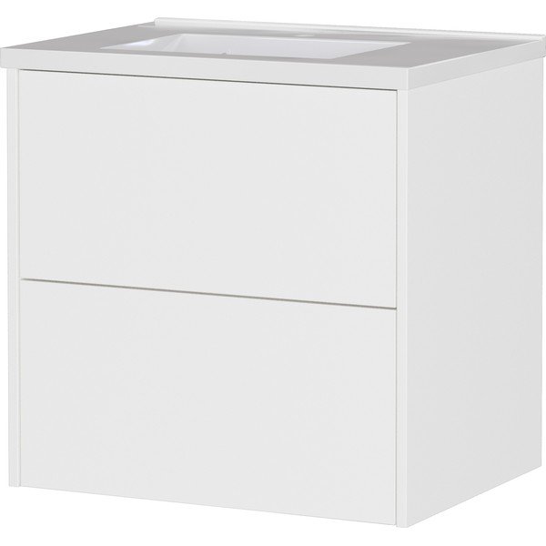 Biała wisząca szafka pod umywalkę z matowym wykończeniem 61x61 cm Bodera – Germania
