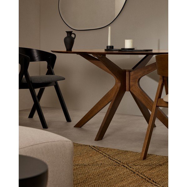 Okrągły stół z blatem w dekorze orzecha ø 120 cm Naanim – Kave Home-image-2