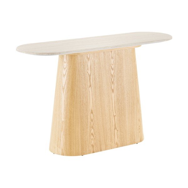 Kremowa/w naturalnym kolorze konsola z kamiennym blatem 40x130 cm Larvik – House Nordic