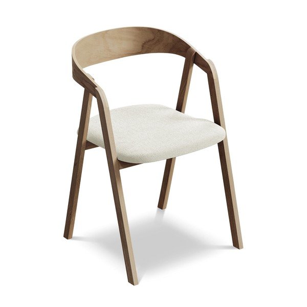 Kremowy fotel jadalniany z litego drewna Erika – Makamii